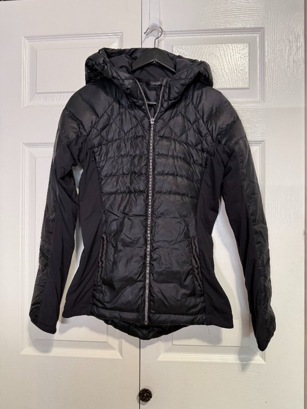 Lululemon Black Down For It All Hooded Puffer Running Jacket Coat Size 4